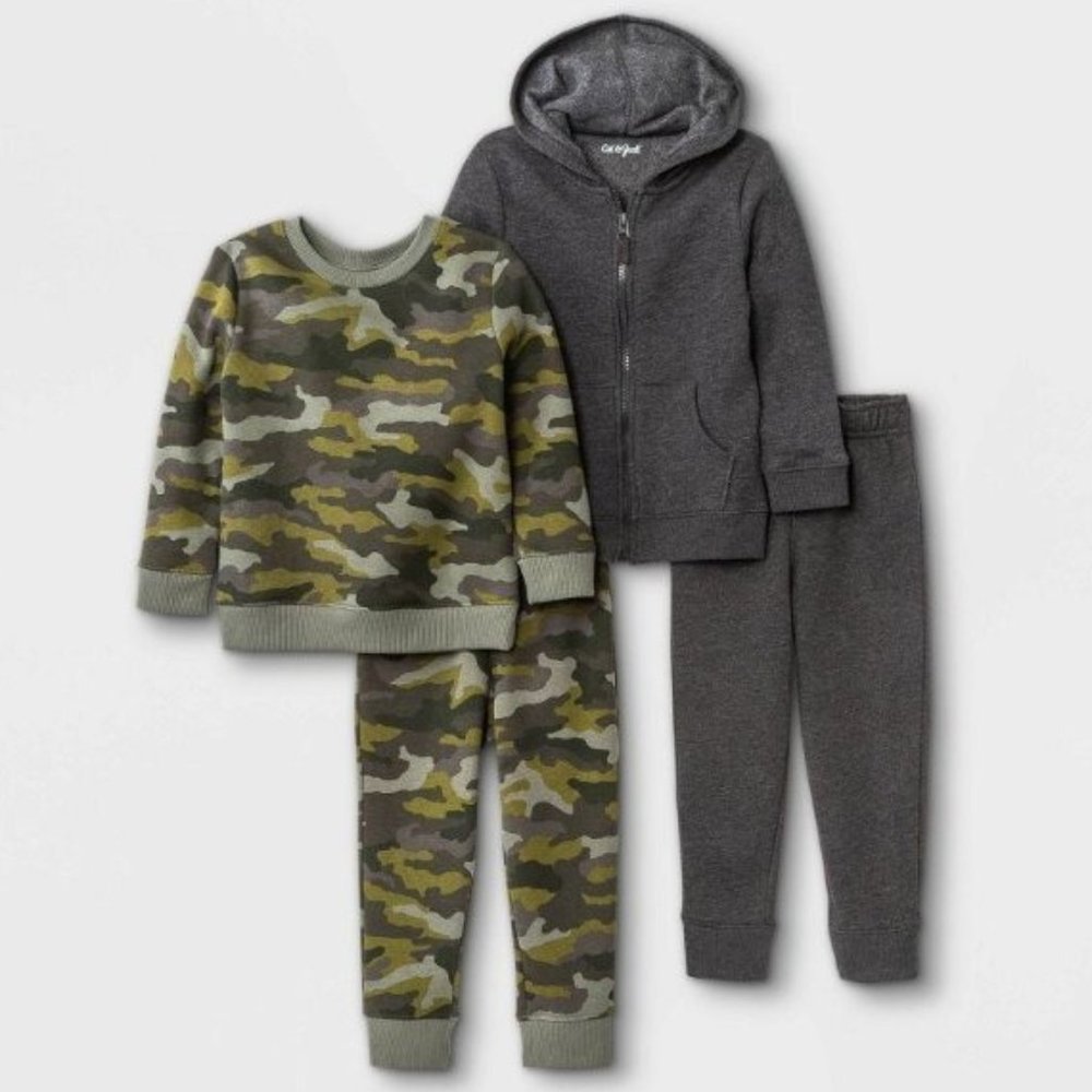 Toddler Boys' 4pk Fleece Long Sleeve Sweatshirt & Pull-On Jogger Pants - 18Mos